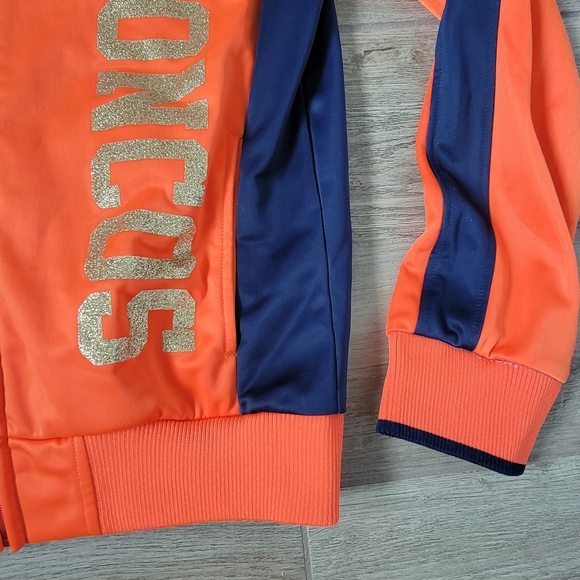 Denver Broncos NFL Sparkle Type Orange Track Jacket Full Zip Womens Small - Picture 6 of 16